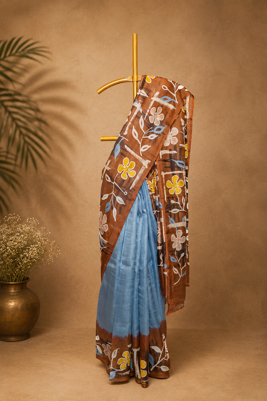 Earth & Sky colored Batik Silk Saree