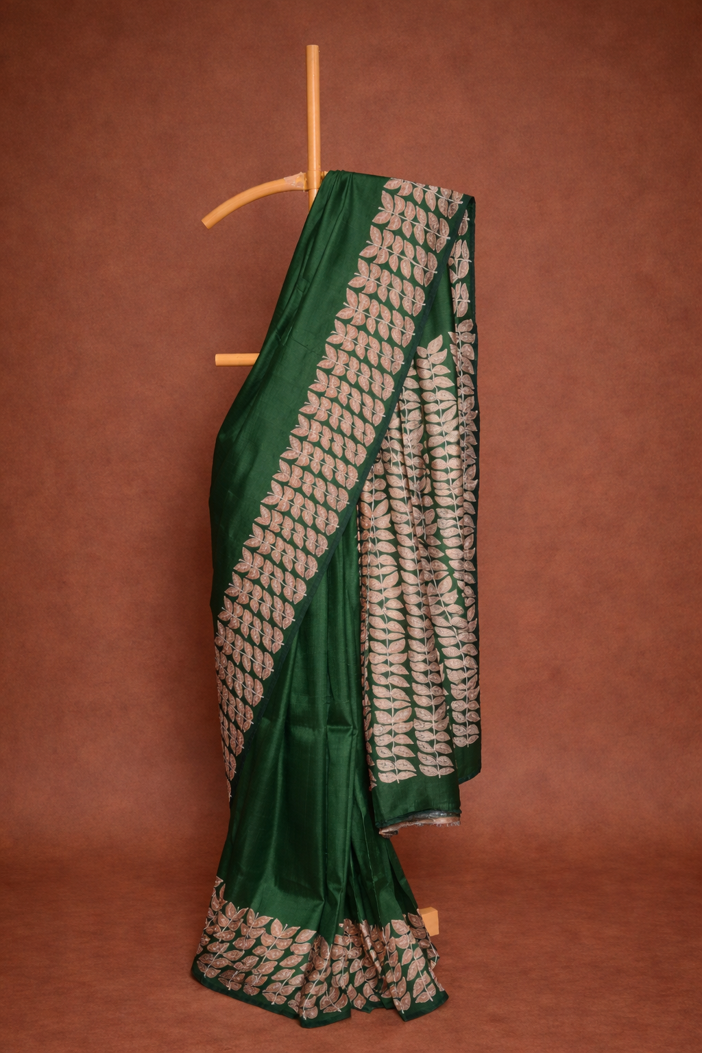 Deep forest green colored garad saree