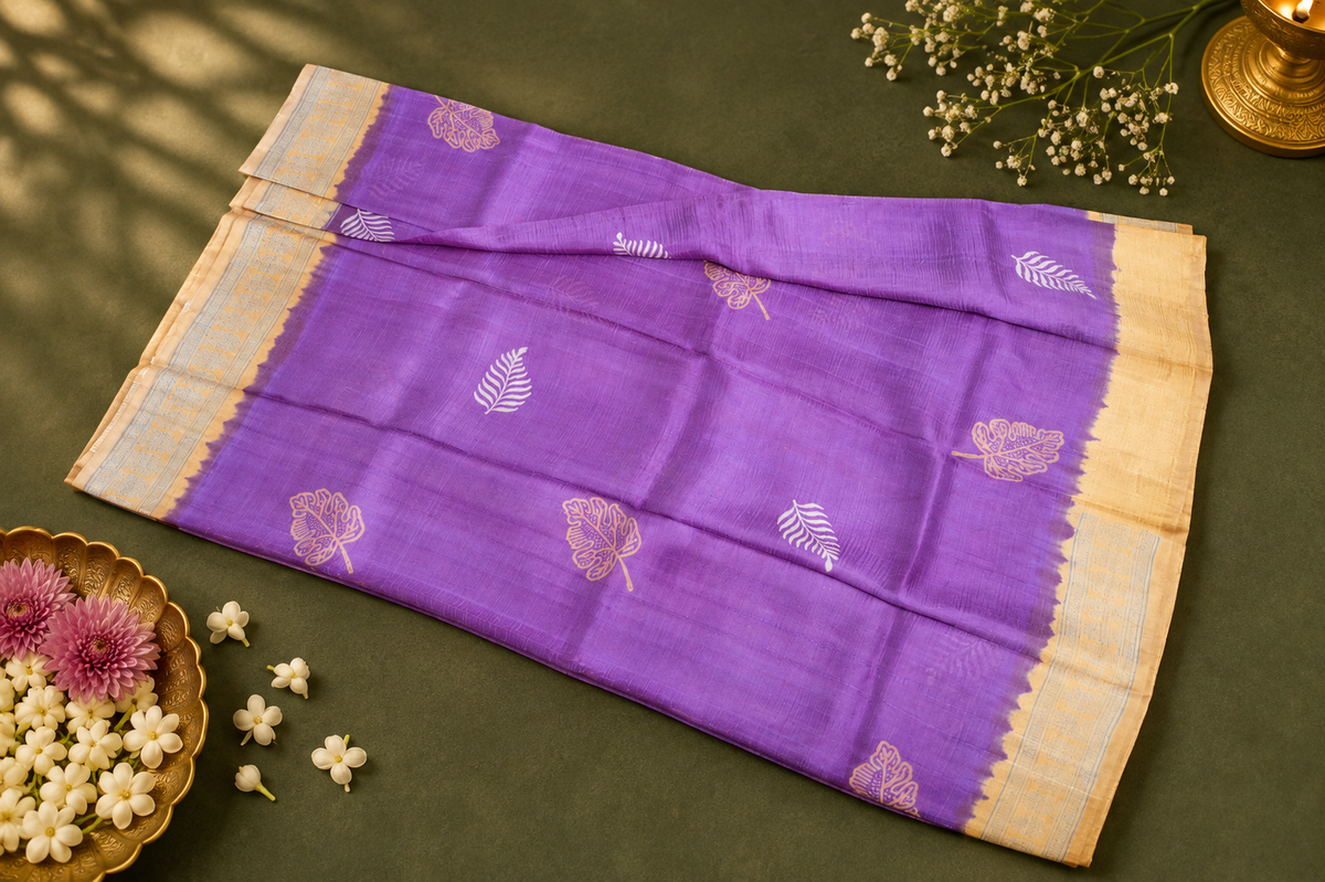Royal Amethyst – Purple & Antique Gold Pure Silk