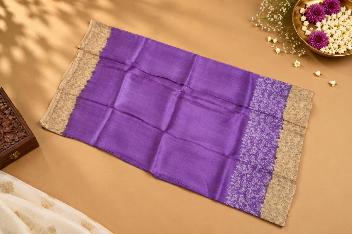 Purple Paisley – Purple & Gold Pure Silk