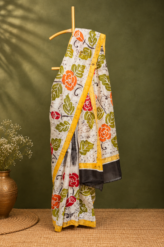 Garden of Bengal Batik Prinnt Silk Saree
