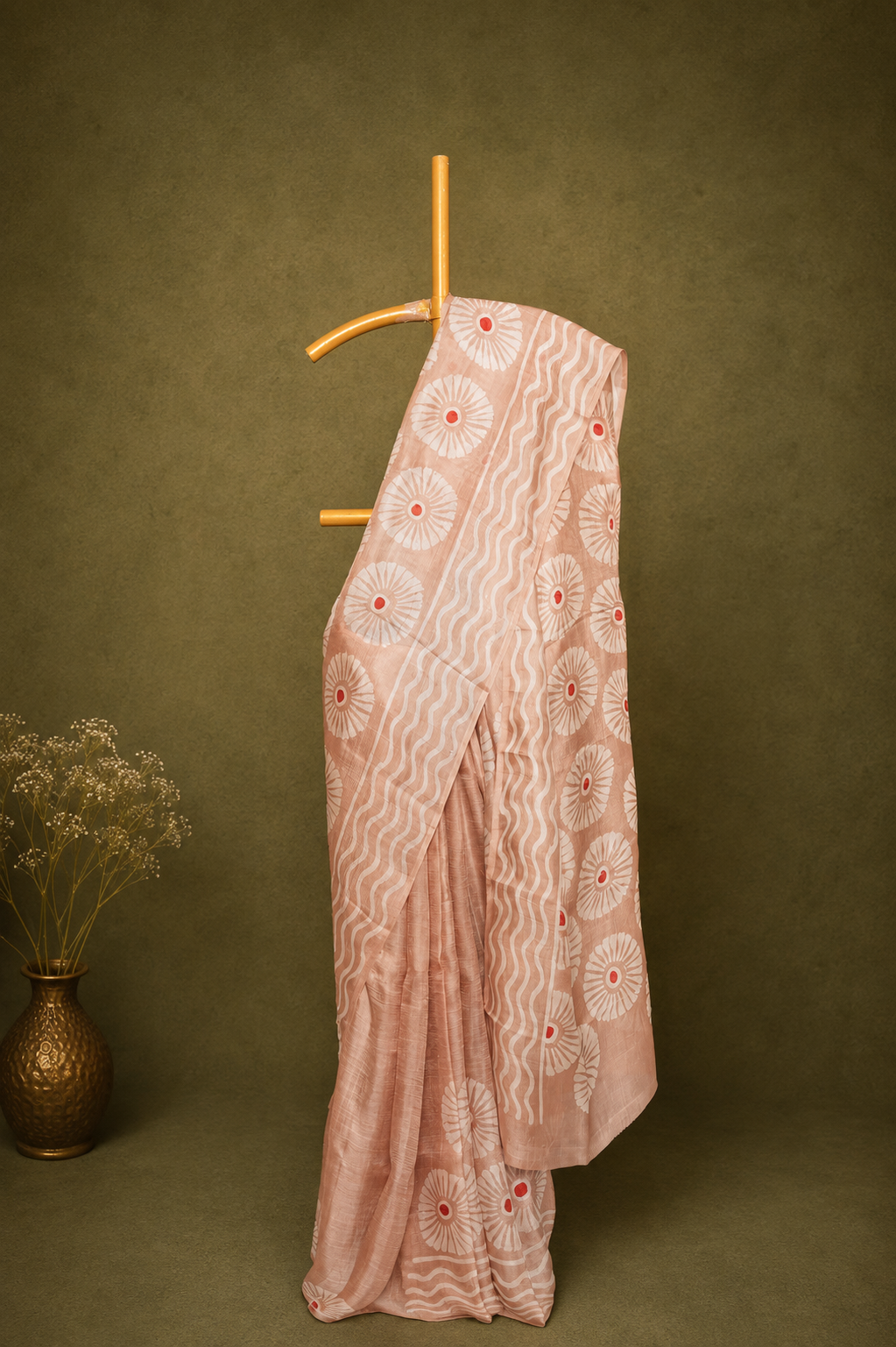 Blush Petal Batik Silk Saree