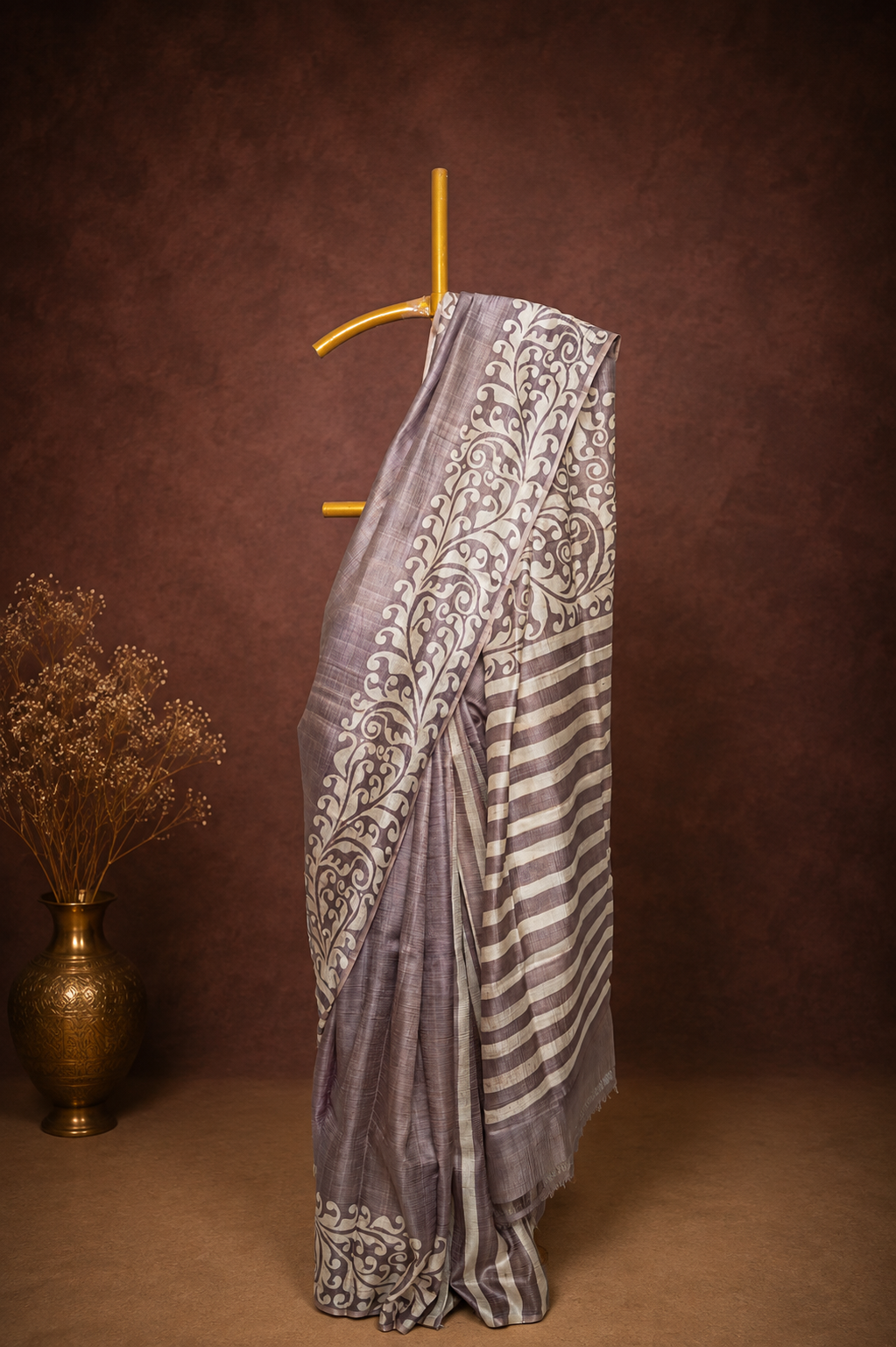 Mauve Elegance Batik Silk Saree