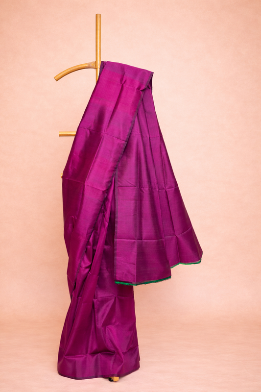 Royal Magenta single colored pure silk saree with a wine undertone