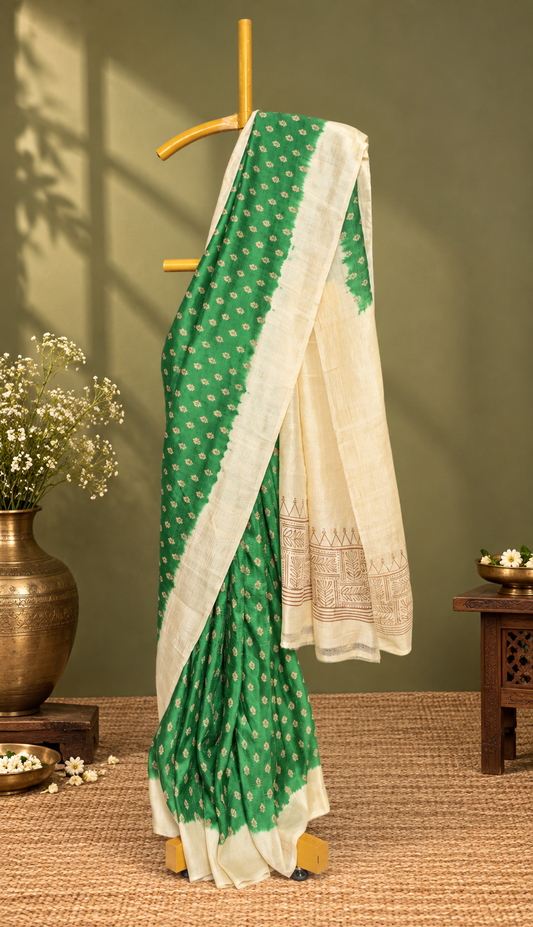 Emerald Garden – Green Dupion Silk