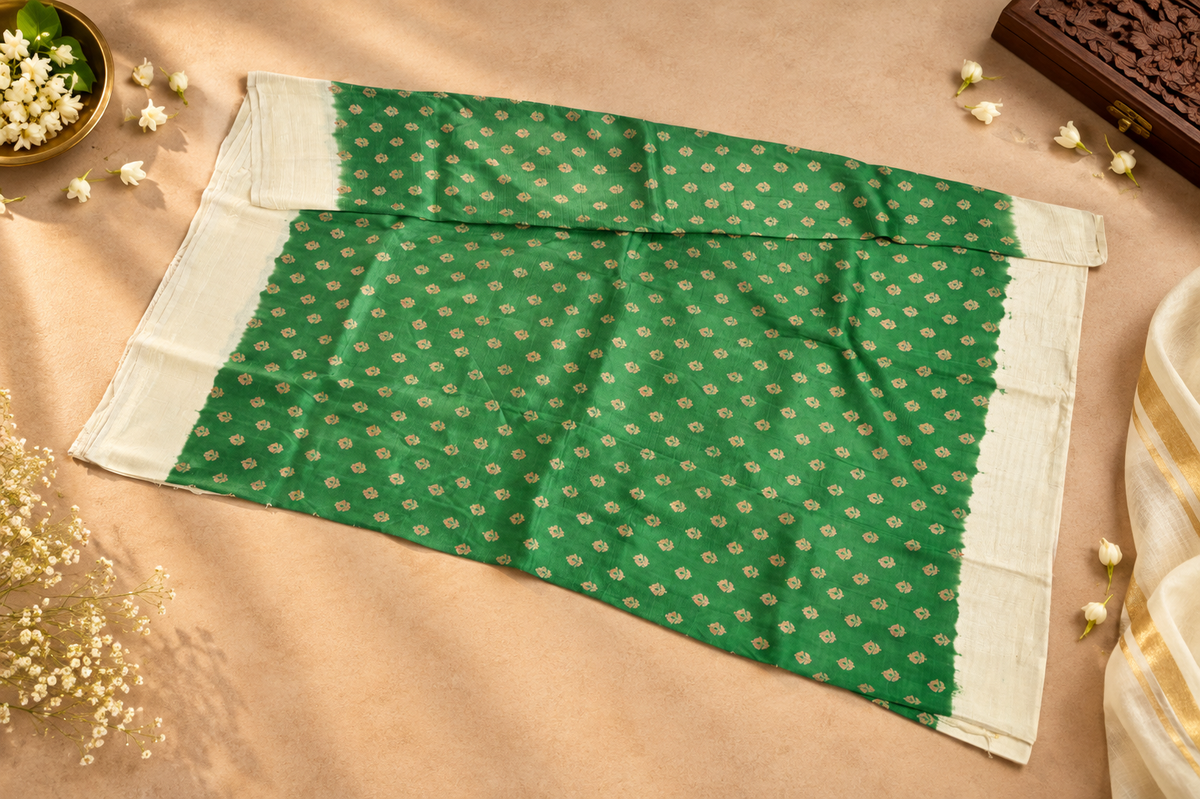 Emerald Garden – Green Dupion Silk