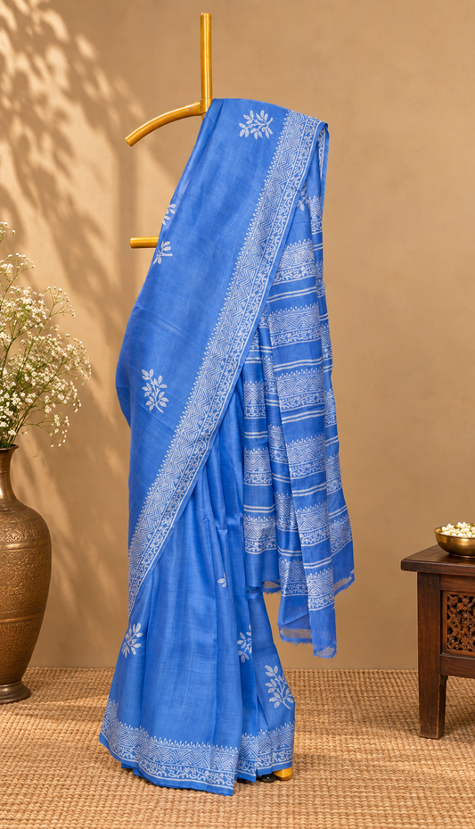 Blue Blossom – Royal Blue Dupion Silk