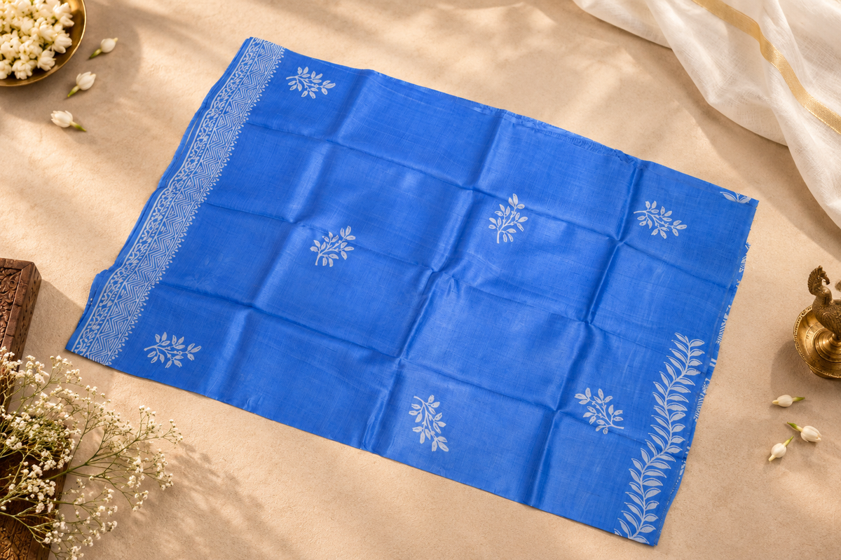 Blue Blossom – Royal Blue Dupion Silk