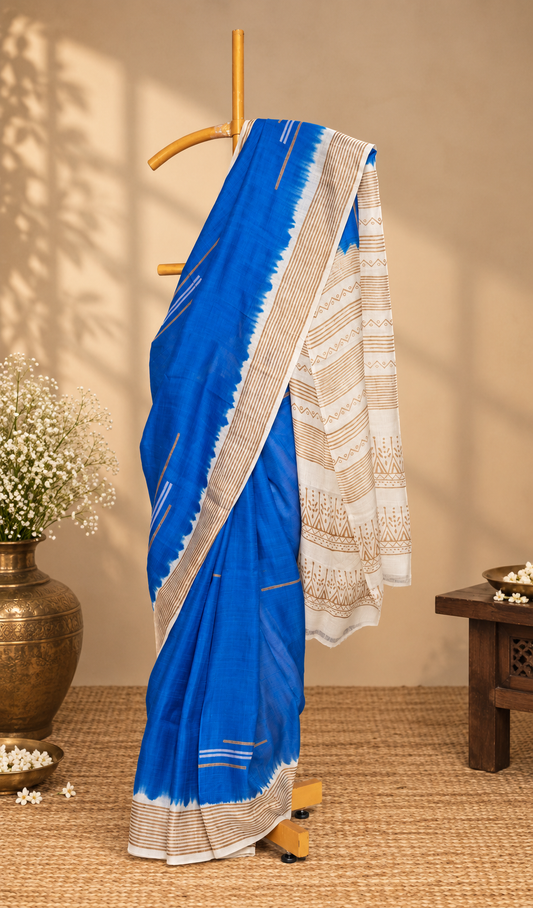 Indigo Heritage – Hand Block Printed Garad Silk