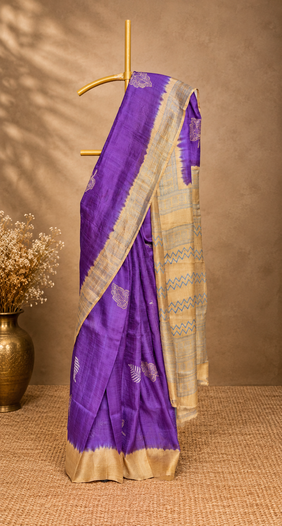 Royal Amethyst – Purple & Antique Gold Pure Silk