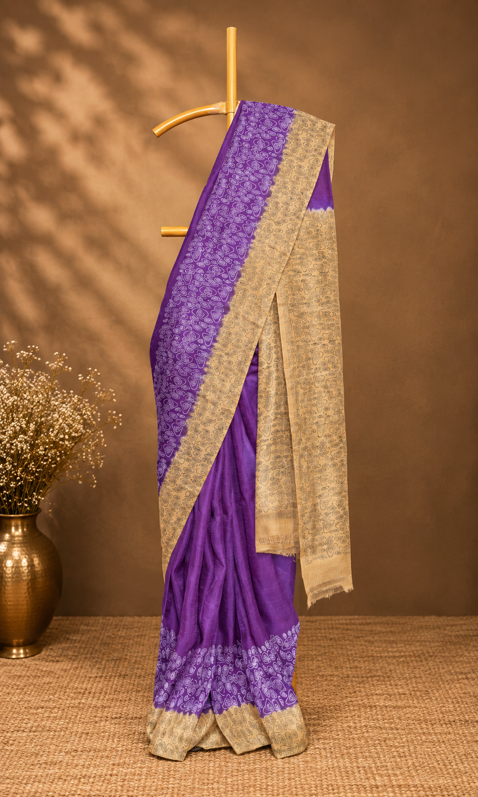 Purple Paisley – Purple & Gold Pure Silk