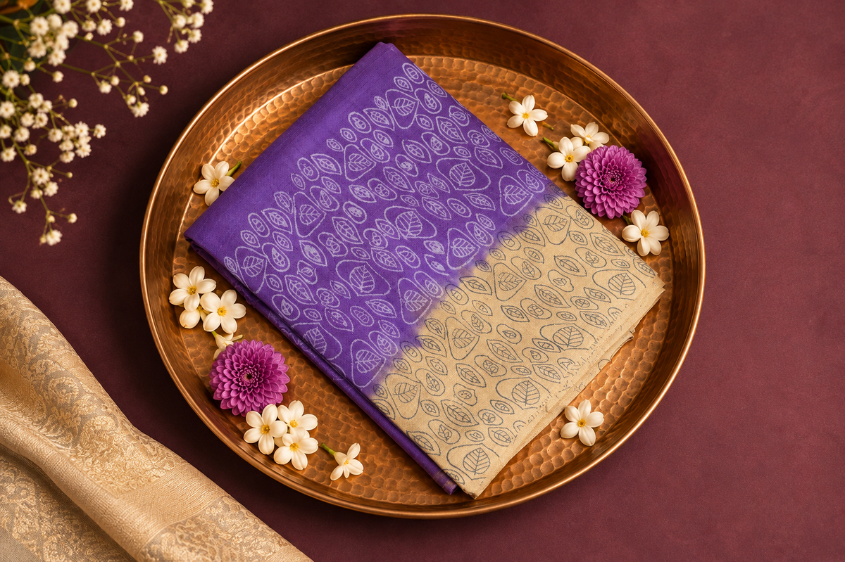 Purple Paisley – Purple & Gold Pure Silk